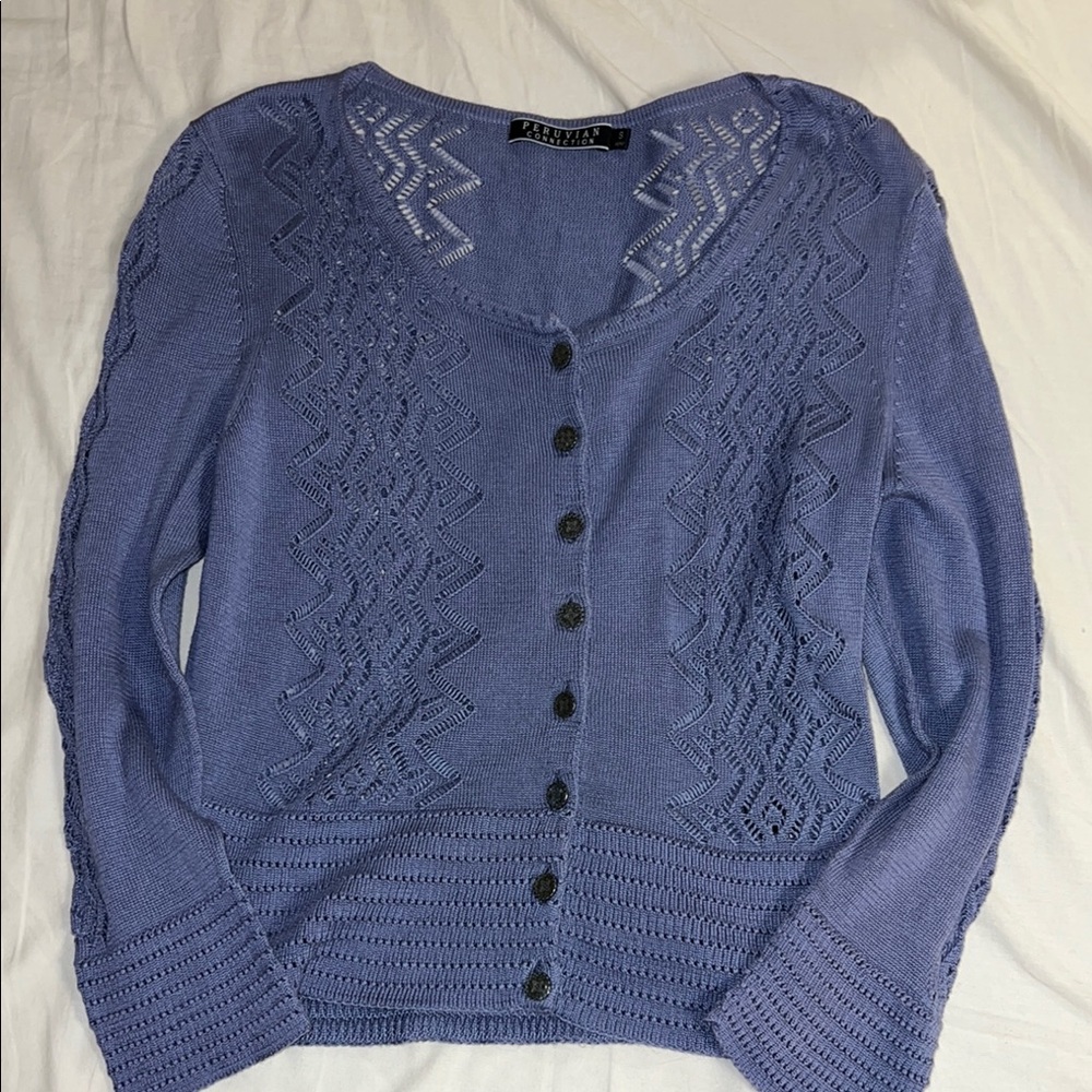 Periwinkle lilac cardigan or blouse